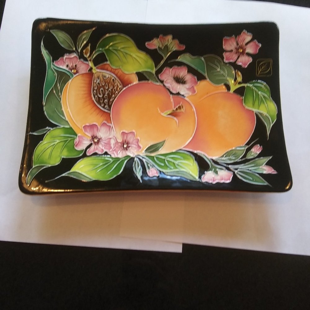J. McCall  Blue Sky Dish with  peaches